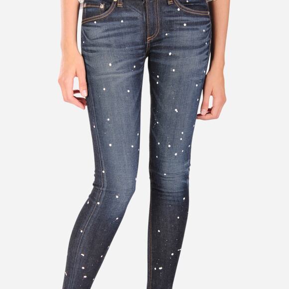 rag & bone Denim - Rag & Bone Womens Jeans Size 31 Downtown Art School Paint Splatter Skinny Indigo
